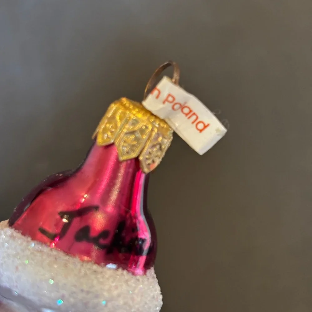 Polish Glass Santa Claus Christmas Ornament Magenta Pink Glitter 2000 Excellent